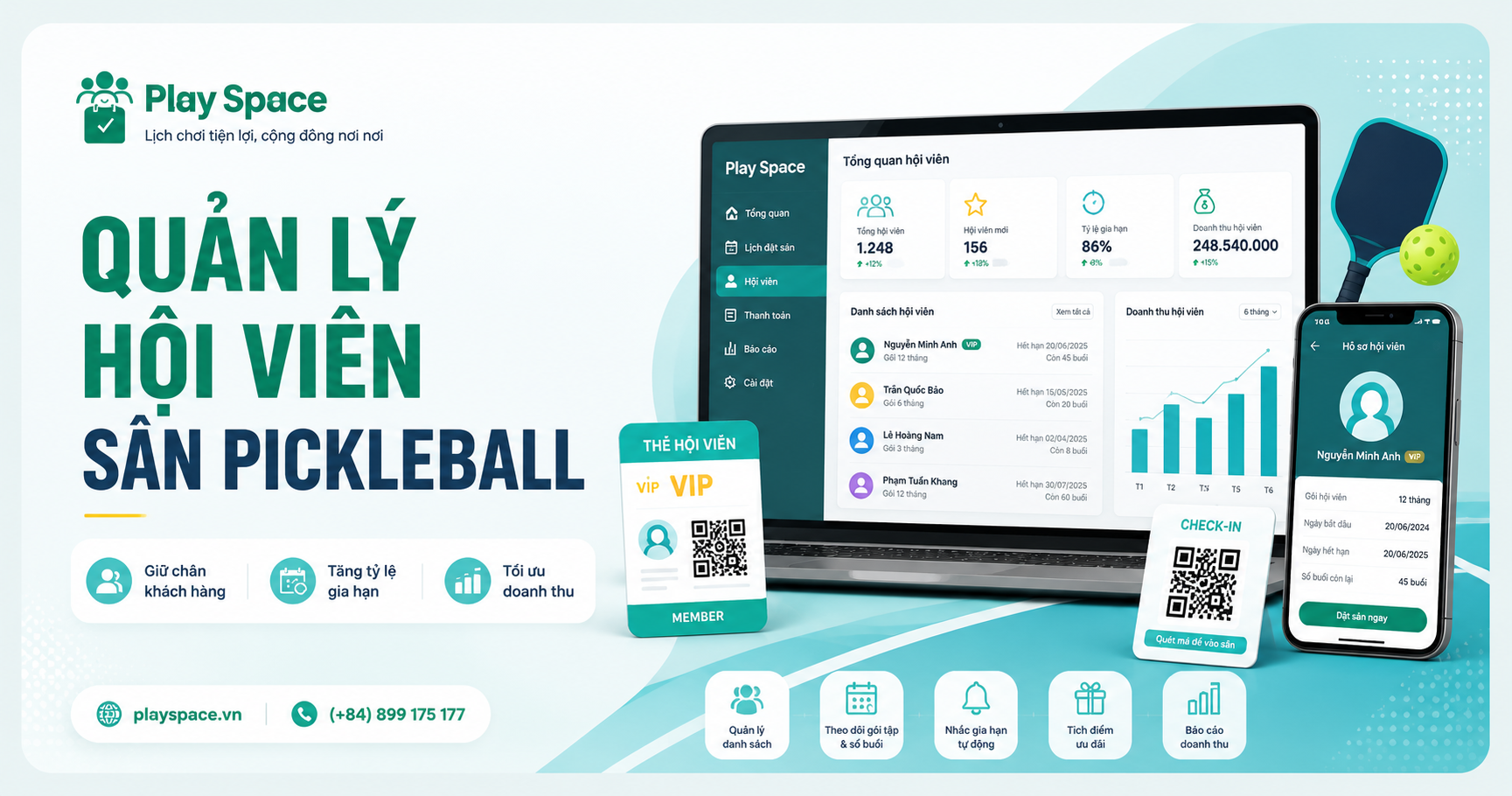 quản lý hội viên sân pickleball hiệu quả